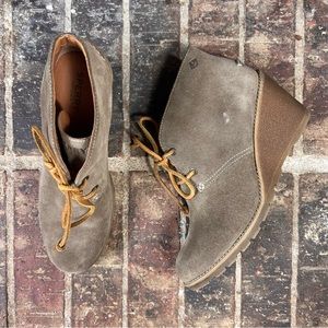 Sperry Top-Sider STS96139 Stella Prow Brown Suede Wedge Lace Up Ankle Bootie 8.5
